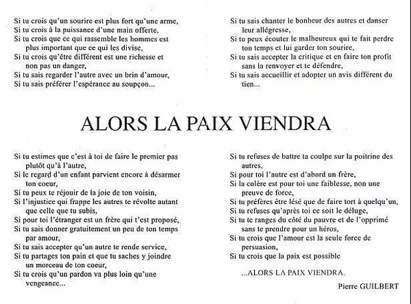 alors la paix viendra